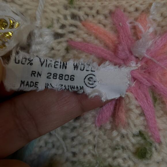 Rare Vtg Lilly of California Hand Knit Granny Square Open-Front Cardigan XS/S - Picture 8 of 10